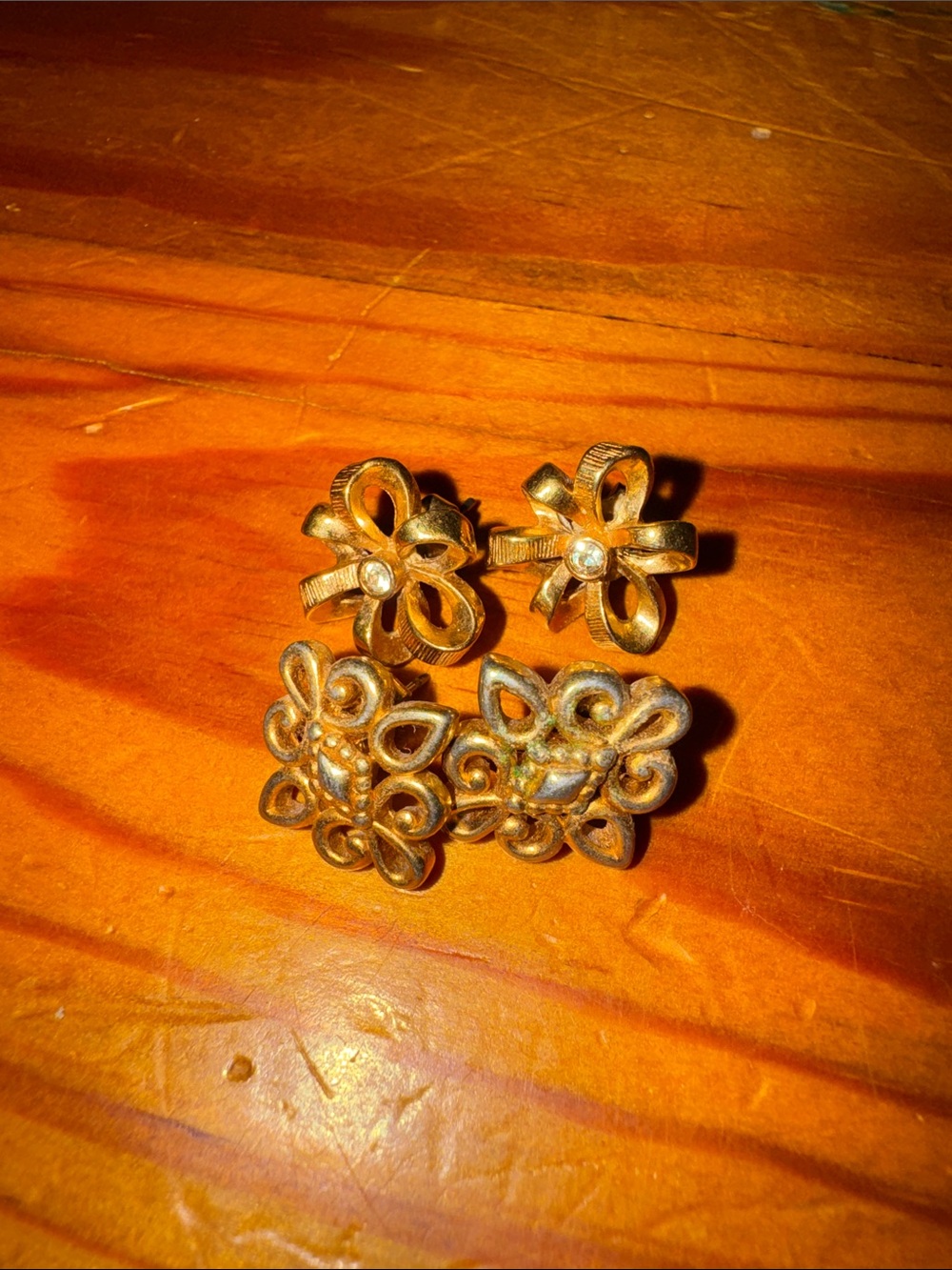 Gold Floral Stud Earrings Set - Women Jewelry